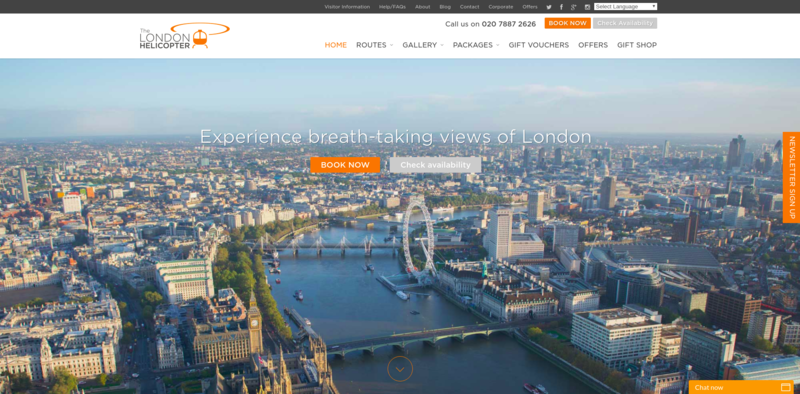 screenshot of theLondonHelicopter.com homepage